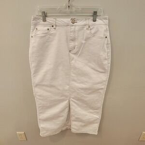 Rachel Zoe White Stretch Denim Maxi Slit Skirt Womens Size 10 Western Boho‎